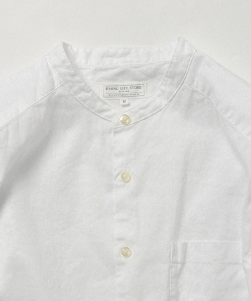 B:MING by BEAMS(ビーミングバイビームス)の「ビーミング by ビームス / コットンリネンバンドカラー8分袖シャツ(シャツ/ブラウス・メンズ・ホワイト/ナチュラル/ブラック系その他/オリーブ・SMALL/X-LARGE/LARGE/MEDIUM)」の6枚目の写真
