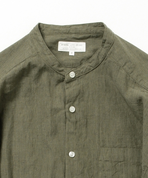 B:MING by BEAMS(ビーミングバイビームス)の「ビーミング by ビームス / コットンリネンバンドカラー8分袖シャツ(シャツ/ブラウス・メンズ・ホワイト/ナチュラル/ブラック系その他/オリーブ・SMALL/X-LARGE/LARGE/MEDIUM)」の20枚目の写真