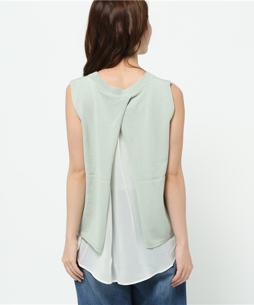 NATURAL BEAUTY BASIC（ナチュラルビューティーベーシック）の「バックシャンベスト（ニット/セーター・レディース・ネイビー/ホワイト系その他/グレー/ライトグリーン・MEDIUM）」の15枚目の写真