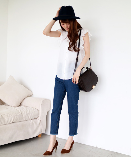 N.（N. Natural Beauty Basic）（エヌエヌナチュラルビューティーベーシック）の「ストレッチフリンジスキニー（デニムパンツ・レディース・ブラック/ネイビー/ブルー・MEDIUM/SMALL）」の14枚目の写真