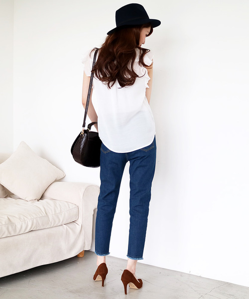 N.（N. Natural Beauty Basic）（エヌエヌナチュラルビューティーベーシック）の「ストレッチフリンジスキニー（デニムパンツ・レディース・ブラック/ネイビー/ブルー・MEDIUM/SMALL）」の16枚目の写真