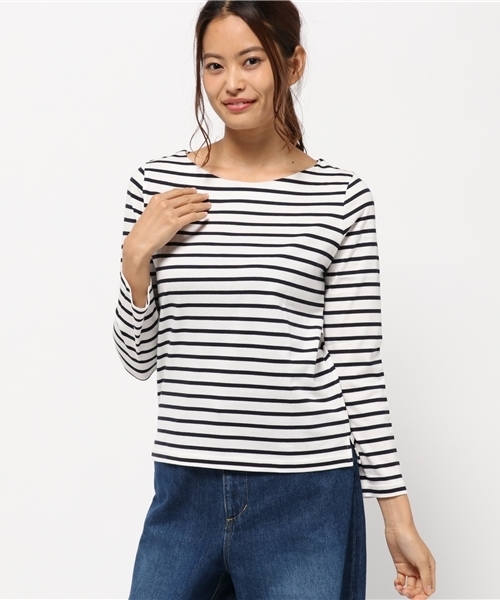 NATURAL BEAUTY BASIC(ナチュラルビューティーベーシック)の「ベーシックボーダーカットソー(Tシャツ/カットソー・レディース・ベージュ系その他/ダークネイビー/オフホワイト・MEDIUM)」の1枚目の写真
