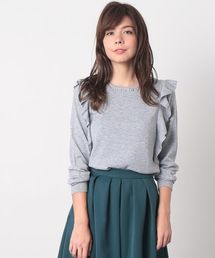 VIS | 縫いつけビジューラッフル付ニットプルオーバー(ニット/セーター)