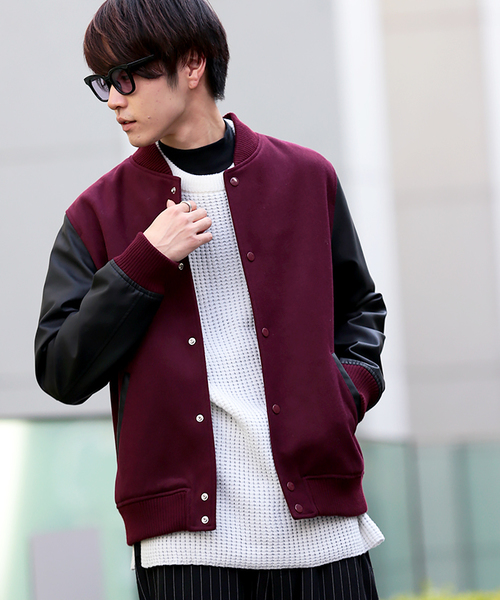 WEGO(ウィゴー)の「WEGO/メルトンスタジャン(スタジャン・メンズ・ネイビー/グレー/ブラック/ワイン/キャメル・MEDIUM/LARGE)」の5枚目の写真