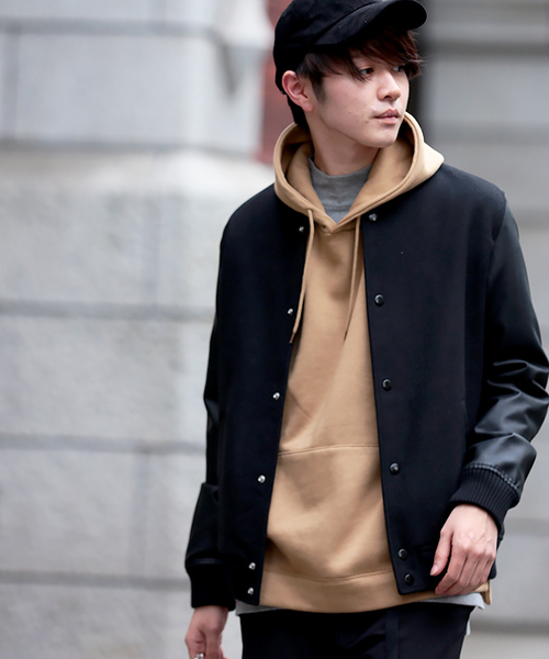 WEGO(ウィゴー)の「WEGO/メルトンスタジャン(スタジャン・メンズ・ネイビー/グレー/ブラック/ワイン/キャメル・MEDIUM/LARGE)」の2枚目の写真