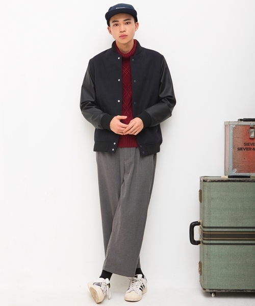 WEGO(ウィゴー)の「WEGO/メルトンスタジャン(スタジャン・メンズ・ネイビー/グレー/ブラック/ワイン/キャメル・MEDIUM/LARGE)」の17枚目の写真