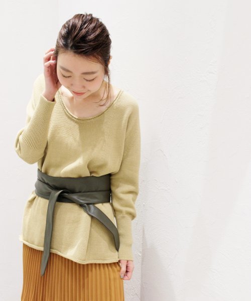 plage（プラージュ）の「コーマワックス 7G スリットプルオーバー◆（ニット/セーター・レディース・オリーブ/ベージュ/ホワイト・FREE）」の3枚目の写真