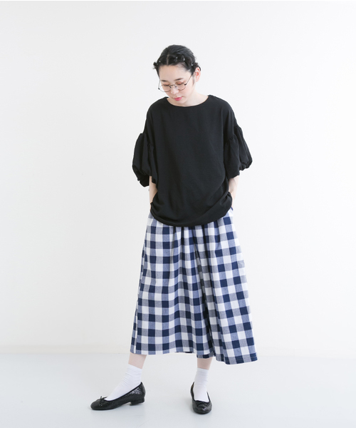 MERLOT（メルロー）の「ギンガムチェックウエストリボンワイドパンツ1003（その他パンツ・レディース・ブルー/ピンク/ブラック/ネイビー・FREE）」の17枚目の写真