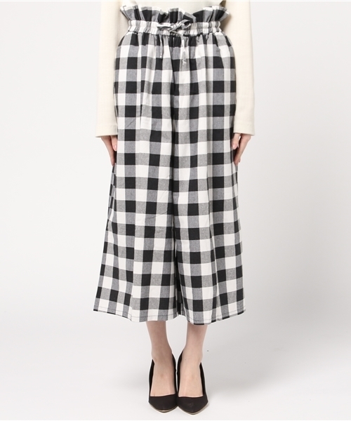 MERLOT（メルロー）の「ギンガムチェックウエストリボンワイドパンツ1003（その他パンツ・レディース・ブルー/ピンク/ブラック/ネイビー・FREE）」の8枚目の写真