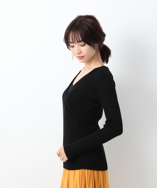 A part by（アパートバイ）の「12GCリブカシュクールニットLS　764428 （ニット/セーター・レディース・ブラック/ライトブルー/オレンジ/ホワイト/レッド・MEDIUM/LARGE）」の15枚目の写真