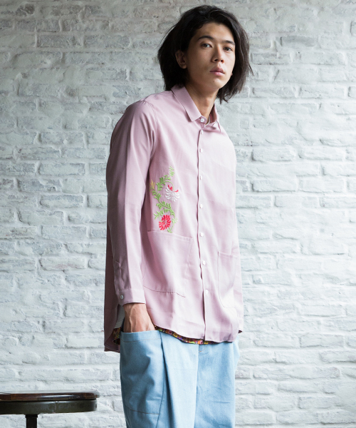 rehacer（レアセル）の「rehacer : Flower Bloom Wide Shirt（シャツ/ブラウス・メンズ・ブラック/カーキ/ピンク/ホワイト・SMALL/LARGE/MEDIUM）」の6枚目の写真
