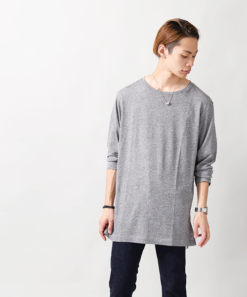 WEGO（ウィゴー）の「WEGO/サイドスリットロングカットソー（Tシャツ/カットソー・メンズ・ホワイト/杢グレー/ホワイト系その他5・LARGE/MEDIUM）」の16枚目の写真