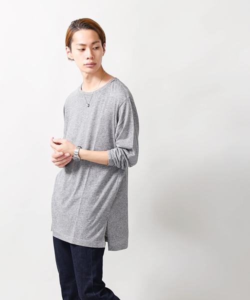 WEGO（ウィゴー）の「WEGO/サイドスリットロングカットソー（Tシャツ/カットソー・メンズ・ホワイト/杢グレー/ホワイト系その他5・LARGE/MEDIUM）」の17枚目の写真