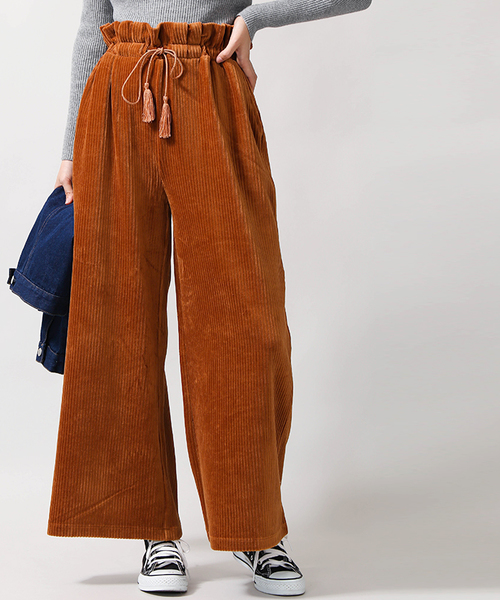 WEGO(ウィゴー)の「WEGO/カットコールペーパーバックワイドパンツ(その他パンツ・レディース・ブラック/ライトピンク/キャメル/オフホワイト・FREE)」の1枚目の写真