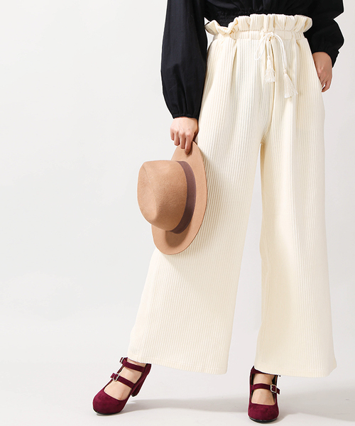 WEGO(ウィゴー)の「WEGO/カットコールペーパーバックワイドパンツ(その他パンツ・レディース・ブラック/ライトピンク/キャメル/オフホワイト・FREE)」の2枚目の写真