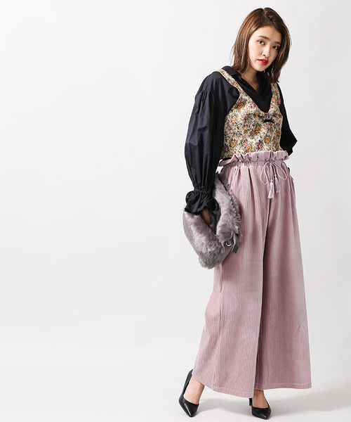 WEGO(ウィゴー)の「WEGO/カットコールペーパーバックワイドパンツ(その他パンツ・レディース・ブラック/ライトピンク/キャメル/オフホワイト・FREE)」の8枚目の写真