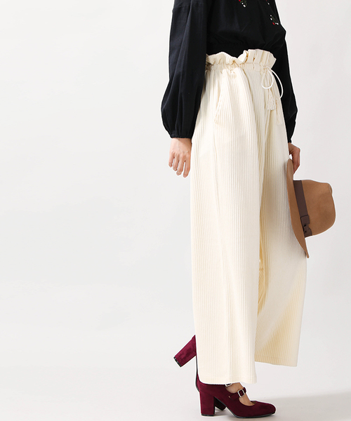 WEGO(ウィゴー)の「WEGO/カットコールペーパーバックワイドパンツ(その他パンツ・レディース・ブラック/ライトピンク/キャメル/オフホワイト・FREE)」の5枚目の写真