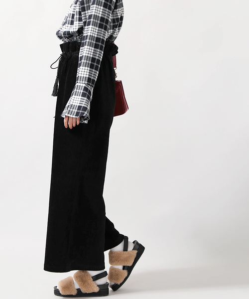 WEGO(ウィゴー)の「WEGO/カットコールペーパーバックワイドパンツ(その他パンツ・レディース・ブラック/ライトピンク/キャメル/オフホワイト・FREE)」の9枚目の写真