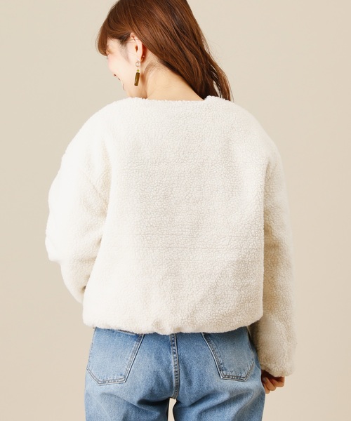 natural couture（ナチュラルクチュール）の「ピーチ*ボア リバーシブルブルゾン（ブルゾン・レディース・ブラック/カーキ・FREE）」の13枚目の写真