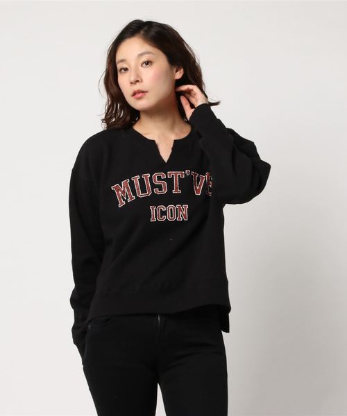 FREE'S MART（フリーズマート）の「【sweet3月号掲載】リメイク風キーネックロゴスウェット（スウェット・レディース・ブラック/グレー/ベージュ・FREE）」の6枚目の写真