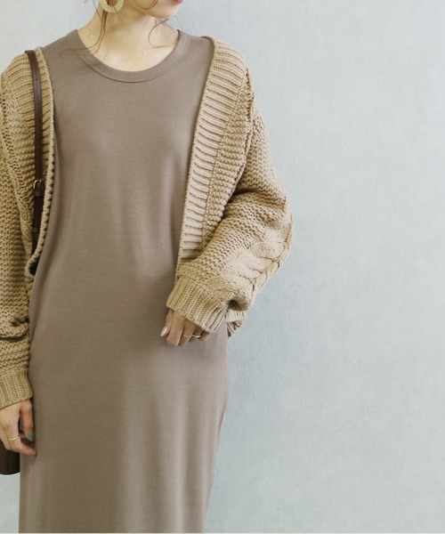 reca（レカ）の「クルーネックスウェットリラックスロングワンピース（ワンピース・レディース・ネイビー/ホワイト系その他/ブラック/ライトグレー/ダークグレー/カーキ/ブルー系その他/モカ・L/M）」の13枚目の写真