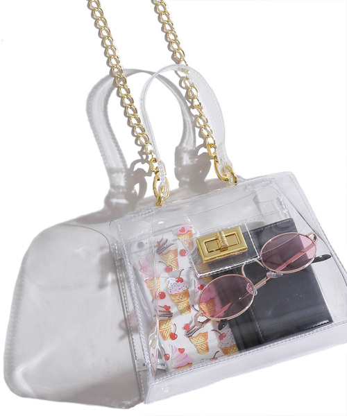 WEGO（ウィゴー）の「WEGO/クリアショルダーバッグ（ショルダーバッグ・レディース・パープル/マルチ/その他1/ホワイト系その他・FREE）」の2枚目の写真