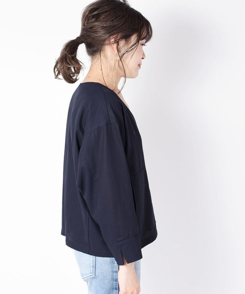 SHIPS(シップス)の「コットンVネック羽織りブルゾン◇(ブルゾン・レディース・ベージュ/ネイビー/スカイブルー・ONE SIZE)」の11枚目の写真