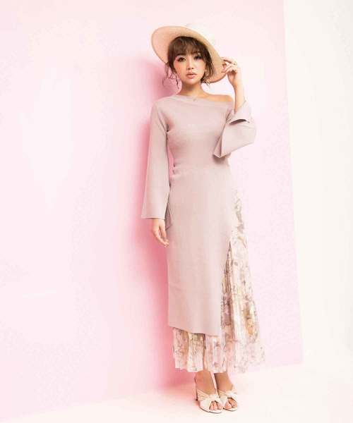 EIMY ISTOIRE（エイミーイストワール）の「muse flowerプリーツスカートsetニットワンピ（ワンピース・レディース・ホワイト/ブラック・FREE）」の3枚目の写真