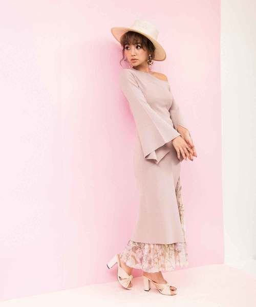 EIMY ISTOIRE（エイミーイストワール）の「muse flowerプリーツスカートsetニットワンピ（ワンピース・レディース・ホワイト/ブラック・FREE）」の4枚目の写真