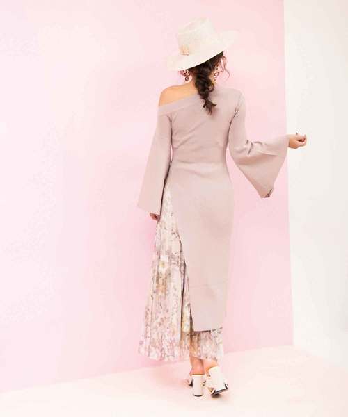 EIMY ISTOIRE（エイミーイストワール）の「muse flowerプリーツスカートsetニットワンピ（ワンピース・レディース・ホワイト/ブラック・FREE）」の6枚目の写真