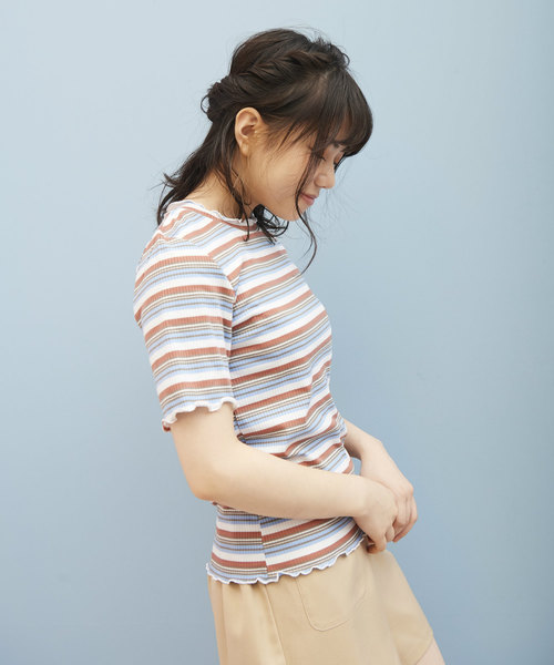 OLIVE des OLIVE（オリーブデオリーブ）の「チビハイネックプルオーバー（Tシャツ/カットソー・レディース・ブラック/オフホワイト/ピンク/イエロー/キャメル/ワイン・FREE）」の10枚目の写真