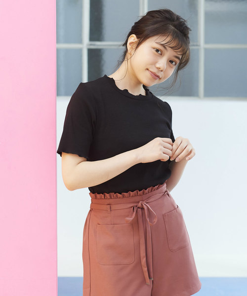 OLIVE des OLIVE（オリーブデオリーブ）の「チビハイネックプルオーバー（Tシャツ/カットソー・レディース・ブラック/オフホワイト/ピンク/イエロー/キャメル/ワイン・FREE）」の20枚目の写真