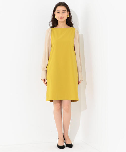 Jewel Changes（ジュエルチェンジズ）の「CSP Pサテン 袖ギャザーワンピース / 二次会 ワンピース / 結婚式 ワンピース / フォーマル / 謝恩会 / パーティ（ワンピース・レディース・ブラック/イエロー・36/38）」の15枚目の写真