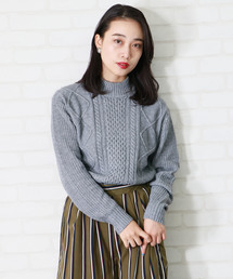 【表示しない】【&g'aime】ケーブル×フェザーニットチュニック