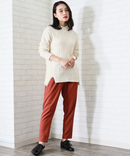 &g'aime(アンジェム)の「【表示しない】【&g'aime】ケーブル×フェザーニットチュニック(ニット/セーター・レディース・ネイビー/アイボリー/杢グレー・FREE)」の5枚目の写真