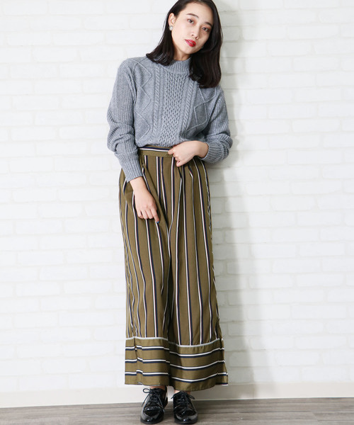 &g'aime(アンジェム)の「【表示しない】【&g'aime】ケーブル×フェザーニットチュニック(ニット/セーター・レディース・ネイビー/アイボリー/杢グレー・FREE)」の8枚目の写真