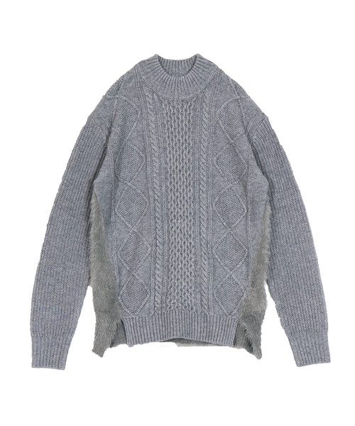 &g'aime(アンジェム)の「【表示しない】【&g'aime】ケーブル×フェザーニットチュニック(ニット/セーター・レディース・ネイビー/アイボリー/杢グレー・FREE)」の13枚目の写真