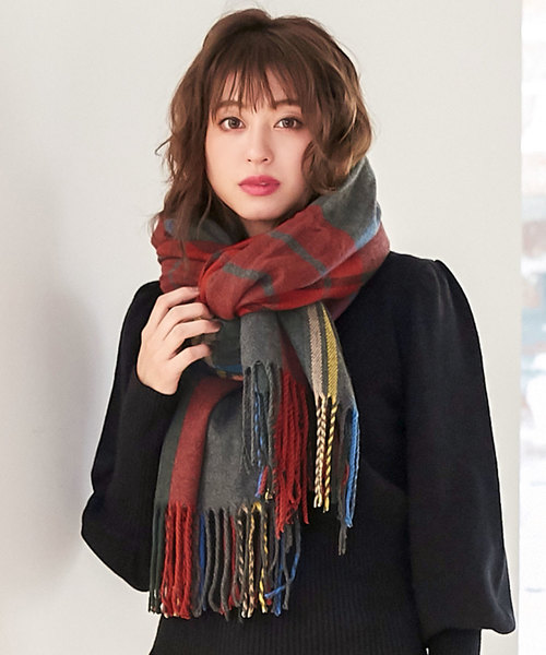 KOBE LETTUCE（コウベレタス）の「大判チェック柄ストール＊レディース/ショール/マフラー[J624]神戸レタス（ストール/ショール・レディース・ホワイト系その他/グレー系その他/ベージュ系その他/ブルー系その他/グレー系その他2/ホワイト系その他2・FREE）」の16枚目の写真