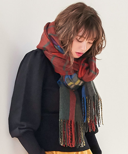 KOBE LETTUCE（コウベレタス）の「大判チェック柄ストール＊レディース/ショール/マフラー[J624]神戸レタス（ストール/ショール・レディース・ホワイト系その他/グレー系その他/ベージュ系その他/ブルー系その他/グレー系その他2/ホワイト系その他2・FREE）」の18枚目の写真