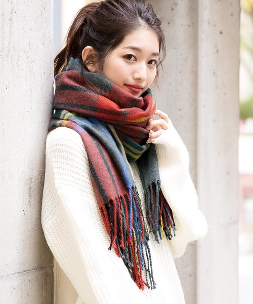 KOBE LETTUCE（コウベレタス）の「大判チェック柄ストール＊レディース/ショール/マフラー[J624]神戸レタス（ストール/ショール・レディース・ホワイト系その他/グレー系その他/ベージュ系その他/ブルー系その他/グレー系その他2/ホワイト系その他2・FREE）」の19枚目の写真