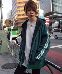 フェイクスエードラインZIPパーカー