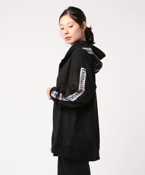 フェイクスエードラインZIPパーカー（パーカー）｜rovtski（ロフト