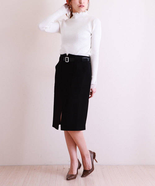 Sawa a la mode（サワアラモード）の「フリル襟と袖先レースのリブニットトップス（ニット/セーター・レディース・ホワイト・FREE）」の9枚目の写真