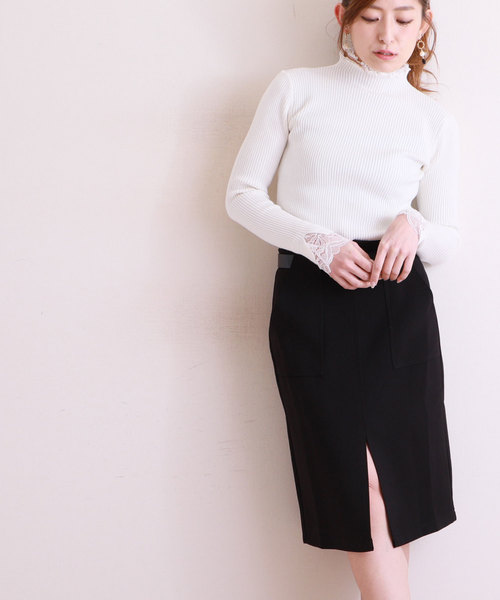 Sawa a la mode（サワアラモード）の「フリル襟と袖先レースのリブニットトップス（ニット/セーター・レディース・ホワイト・FREE）」の18枚目の写真