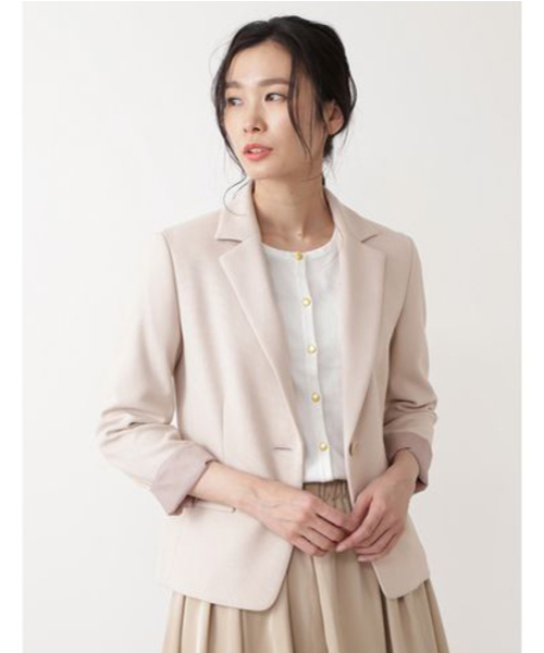 NATURAL BEAUTY BASIC（ナチュラルビューティーベーシック）の「〈ウォッシャブル〉TR SORONAオックス テーラードジャケット（テーラードジャケット・レディース・ベージュ/ネイビー・LARGE/MEDIUM/SMALL）」の8枚目の写真