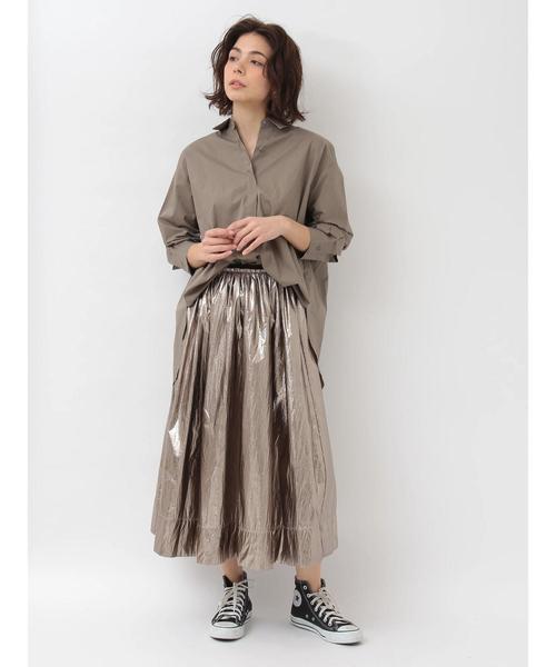 Editt by YECCA VECCA（エディットバイイェッカヴェッカ）の「P.バックシャーリングシャツ（シャツ/ブラウス・レディース・オフホワイト/カーキ/ピンク・FREE）」の8枚目の写真