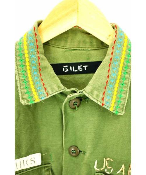 ★ GILET ミリタリーリメイクジャケット　リメイク ブランド古着】US ARMY リメイクミリタリージャケット