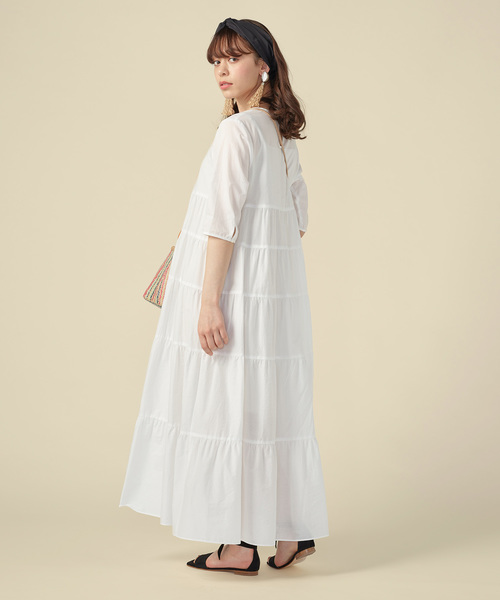 ZOZO（ゾゾ）の「【身長別に選べる】ティアードワンピース/ホワイト[WOMEN]（ワンピース・レディース・ホワイト・マルチサイズ）」の2枚目の写真
