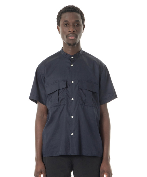 Sandinista(サンディニスタ)の「Military Sateen Band Collar S/S Shirt / バンドカラーミリタリーサテン半袖シャツ(シャツ/ブラウス・メンズ・ネイビー/オリーブ/ブラック・LARGE/SMALL/MEDIUM)」の2枚目の写真