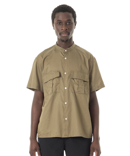 Sandinista(サンディニスタ)の「Military Sateen Band Collar S/S Shirt / バンドカラーミリタリーサテン半袖シャツ(シャツ/ブラウス・メンズ・ネイビー/オリーブ/ブラック・LARGE/SMALL/MEDIUM)」の3枚目の写真
